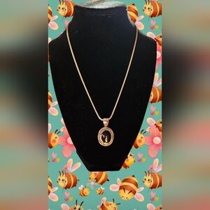 Black oval necklace and earrings set